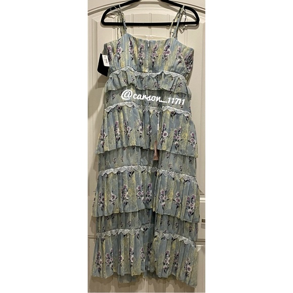 NWT Self Portrait Floral Tiered Chiffon Midi Dress US10 - Picture 15 of 16